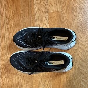 Hoka Black Athletic Shoes with White Soles